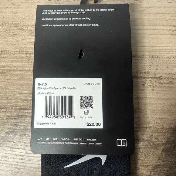 NWT Nike Unisex Spark Dri-FIT Running Crew Socks Black Size Small (DA3584-010) - Picture 8 of 9